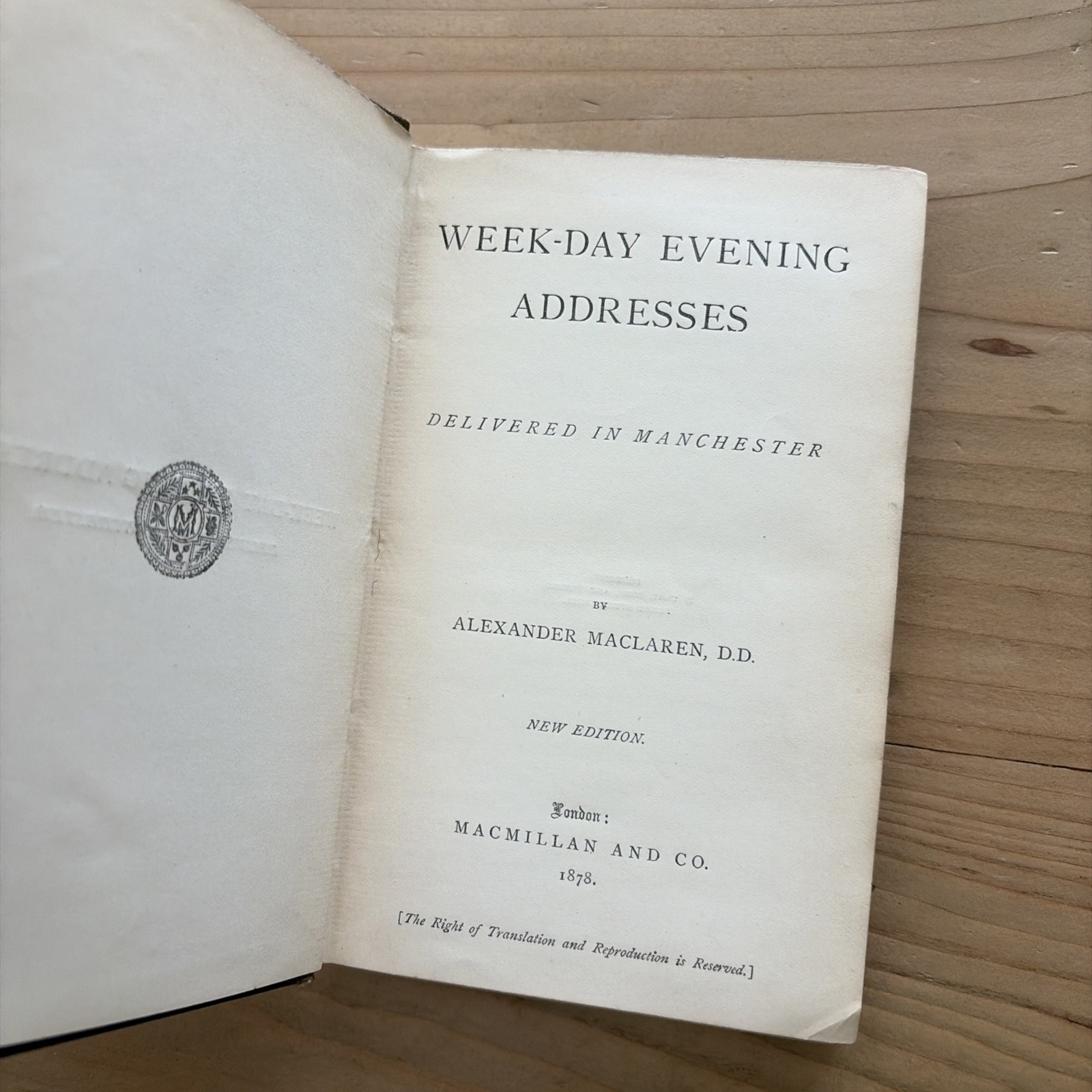 Week-Day Evening Addresses Alexander MacLaren Funk Wagnalls HC Antique Book