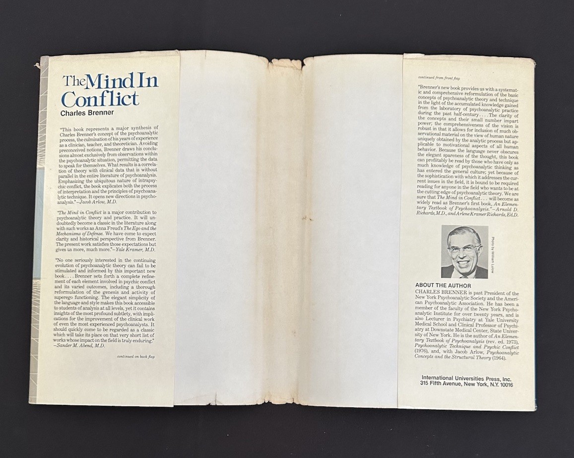The Mind in Conflict Charles Brenner 1983 HC DJ Psychoanalysis VG Ego Psychology