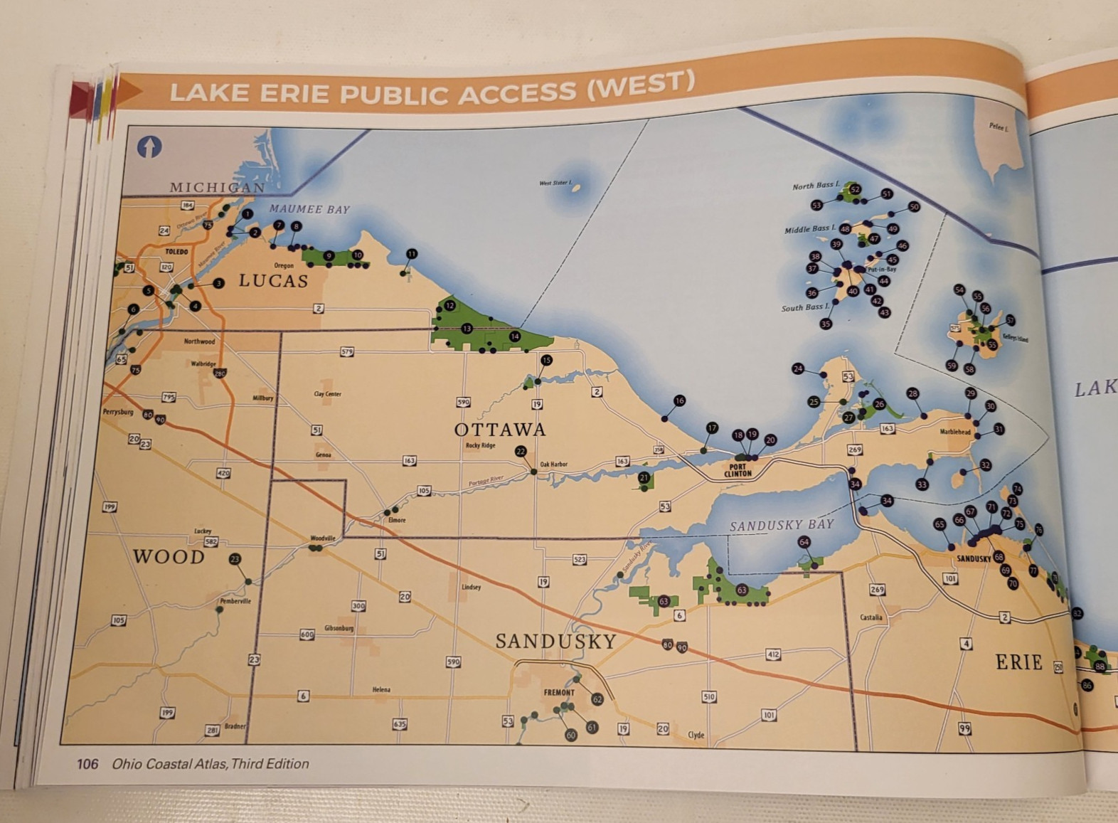 Ohio Coastal Atlas – 2018 3rd Ed. Illustrated Color Map Book – VGC!