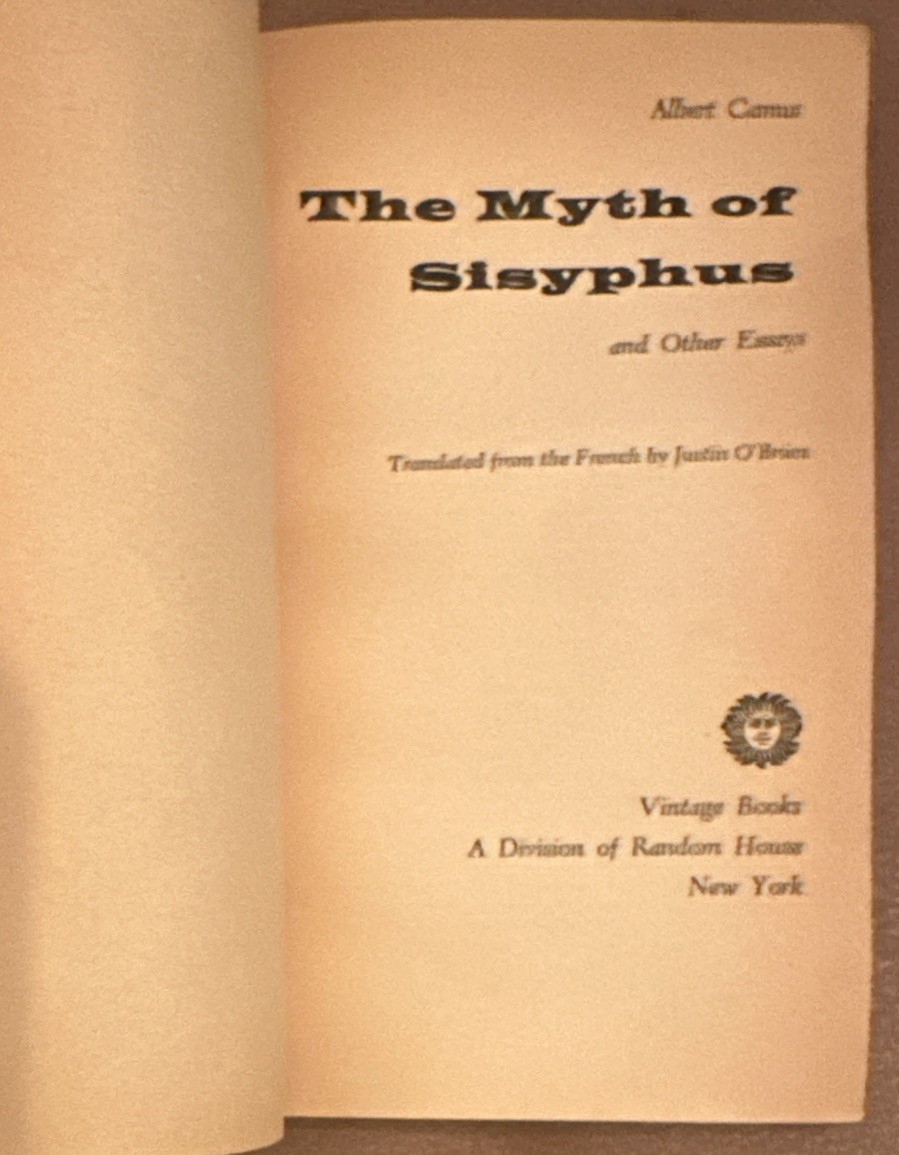 Albert Camus the Myth of Sisyphus, Vintage 1955 Paperback V-75