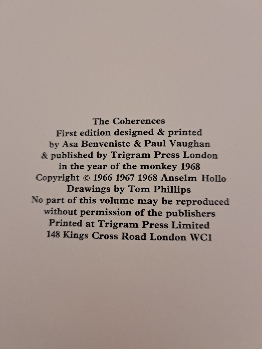 RARE Vintage Poetry 1968 First Ed – The Coherences-Alselm Hollo