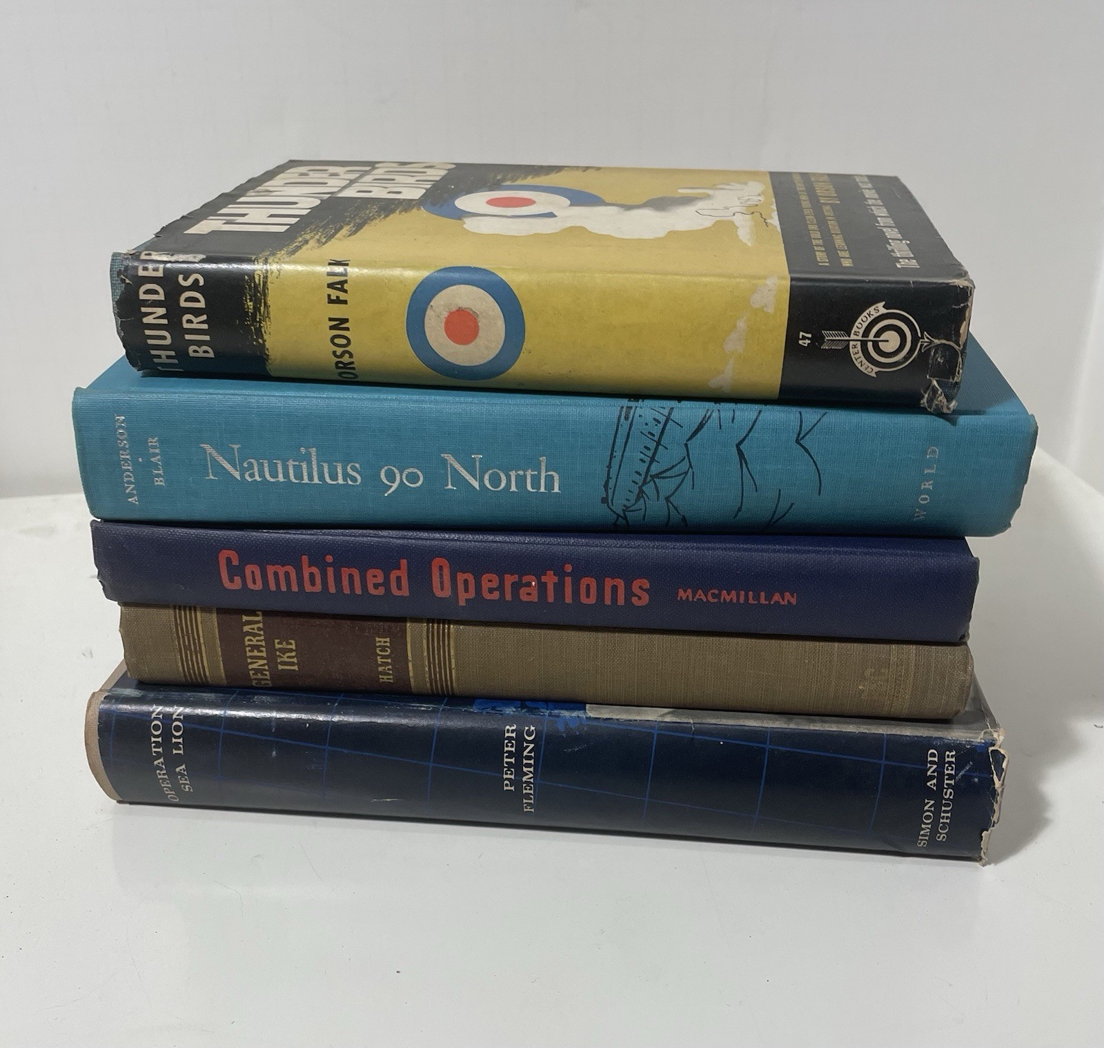 5 WWII Hardcover Books – Operation Sea Lion, General Ike, Thunderbirds, Nautilus