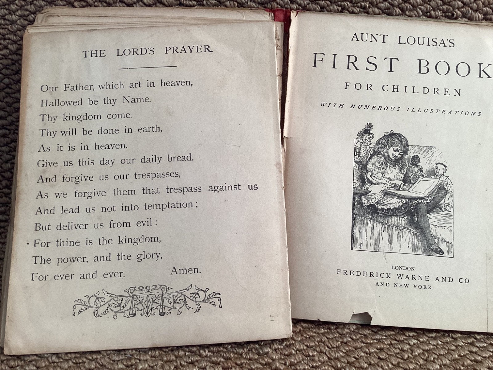 AUNT LOUISA’S FIRST BOOK FOR CHILDREN HB FREDERICK WARNE & CO LOUIS WAIN ANTIQUE