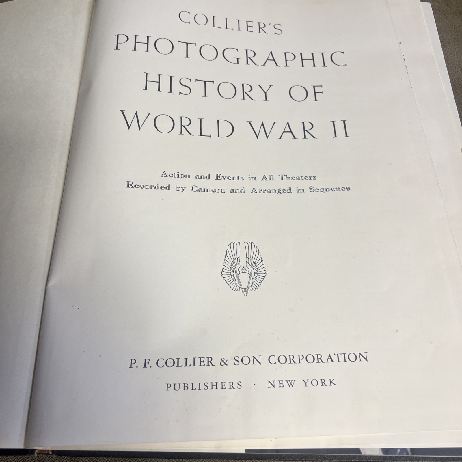 1946 Colliers Photographic History of World War II Oversized Illus Embossed