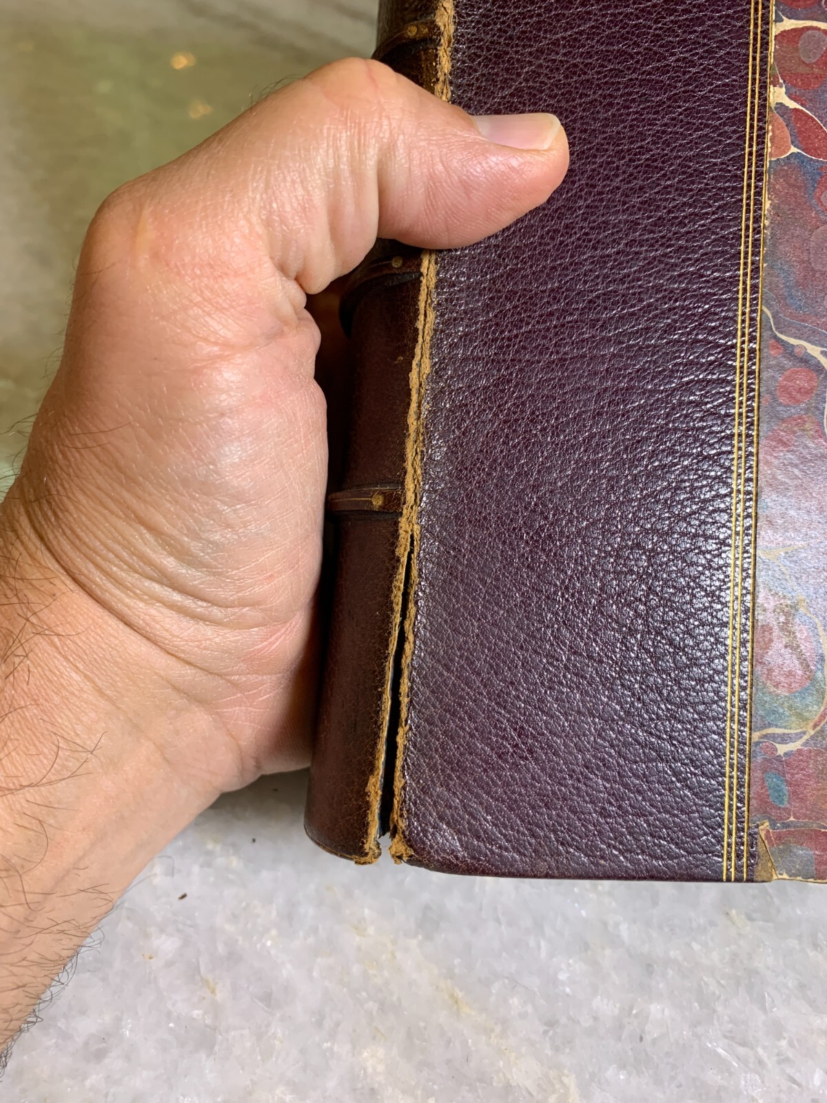 Antique 1857 Leather Ornate Gilded Embossed Victorian Book Bacon’s Essays 1st Ed