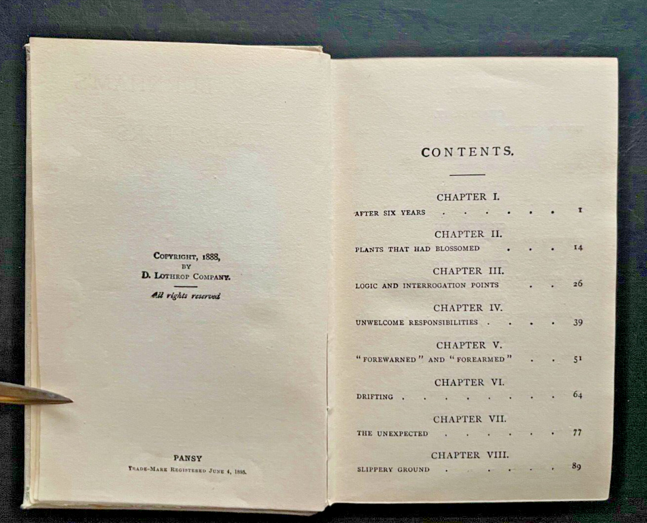 1900? “Judge Burnham’s Daughters,” by “Pansy” Measures 6.5 x 4.25, Gilded Age