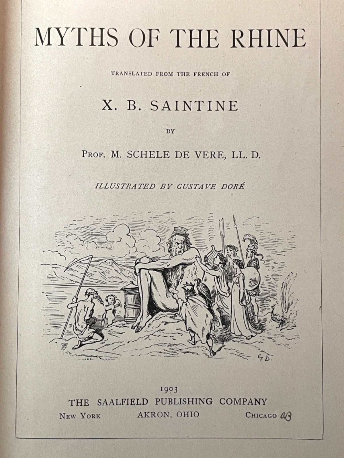 MYTHS OF THE RHINE Saintine Doré Illustrated Mythology Rare HC Druid Occult 1903