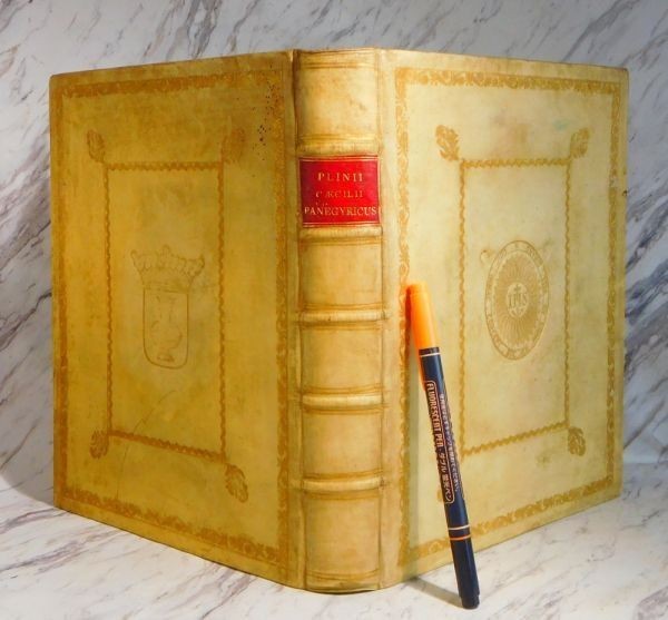 Pliny Secundus “Panegyricus” 1738 Amsterdam Fine Vellum Jesuit Binding Engraving
