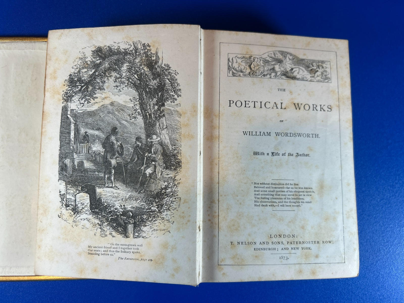 1873 The Poetical Works Of William Wordsworth VELVET AND BRASS BINDING