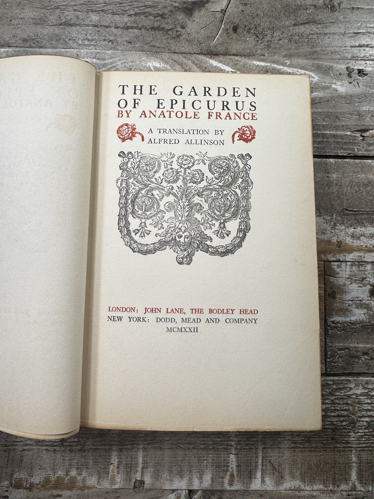 1922 Antique Novel “The Garden of Epicurus” Anatole France, Fine Binding