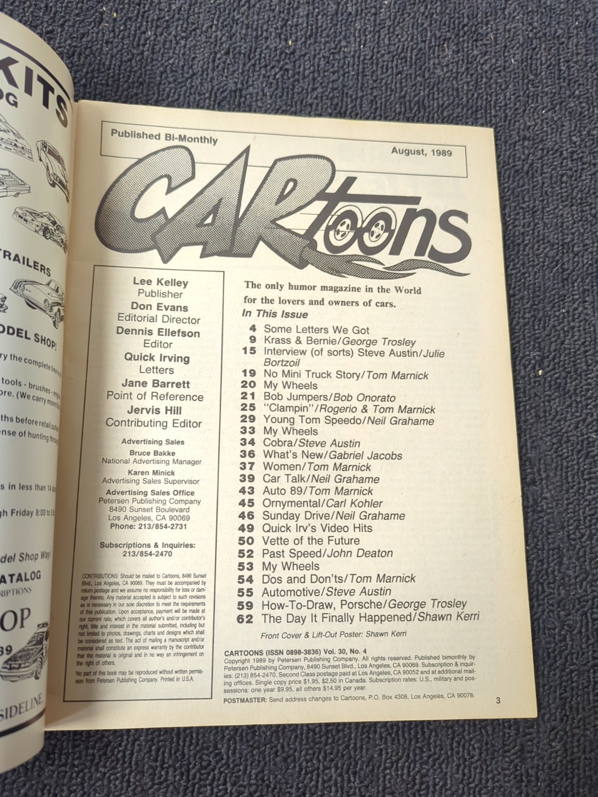 CARTOONS AUGUST 1989 AUG 6.5 7.0 CORVETTE CAMARO QUALIFIED POSTER MISSING VM06