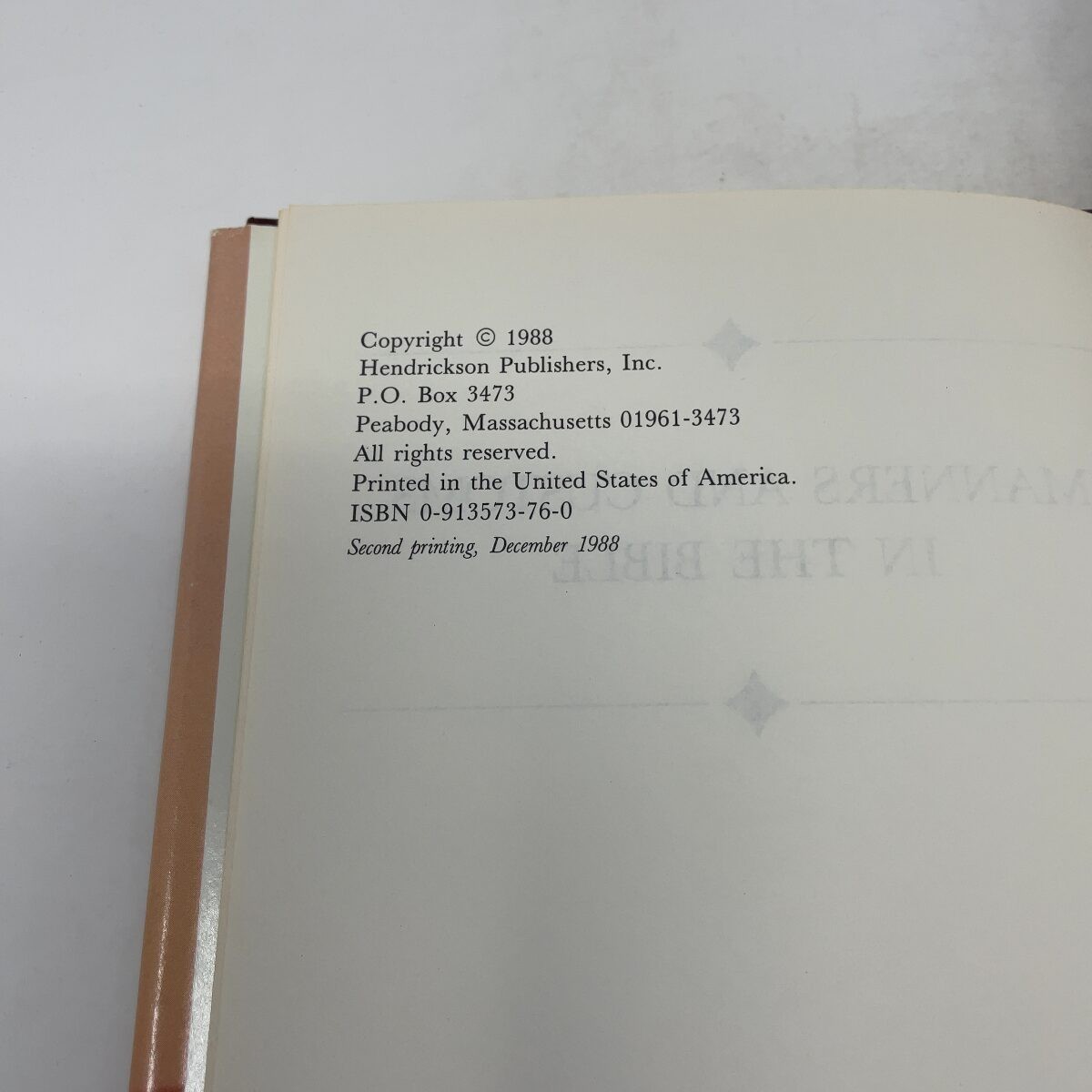 Manners and Customs in the Bible by Victor Harold Matthews HC First Edition Lik
