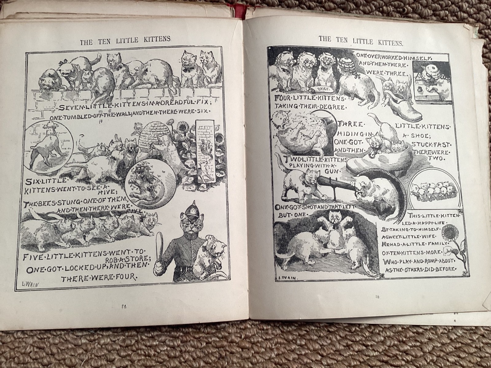 AUNT LOUISA’S FIRST BOOK FOR CHILDREN HB FREDERICK WARNE & CO LOUIS WAIN ANTIQUE