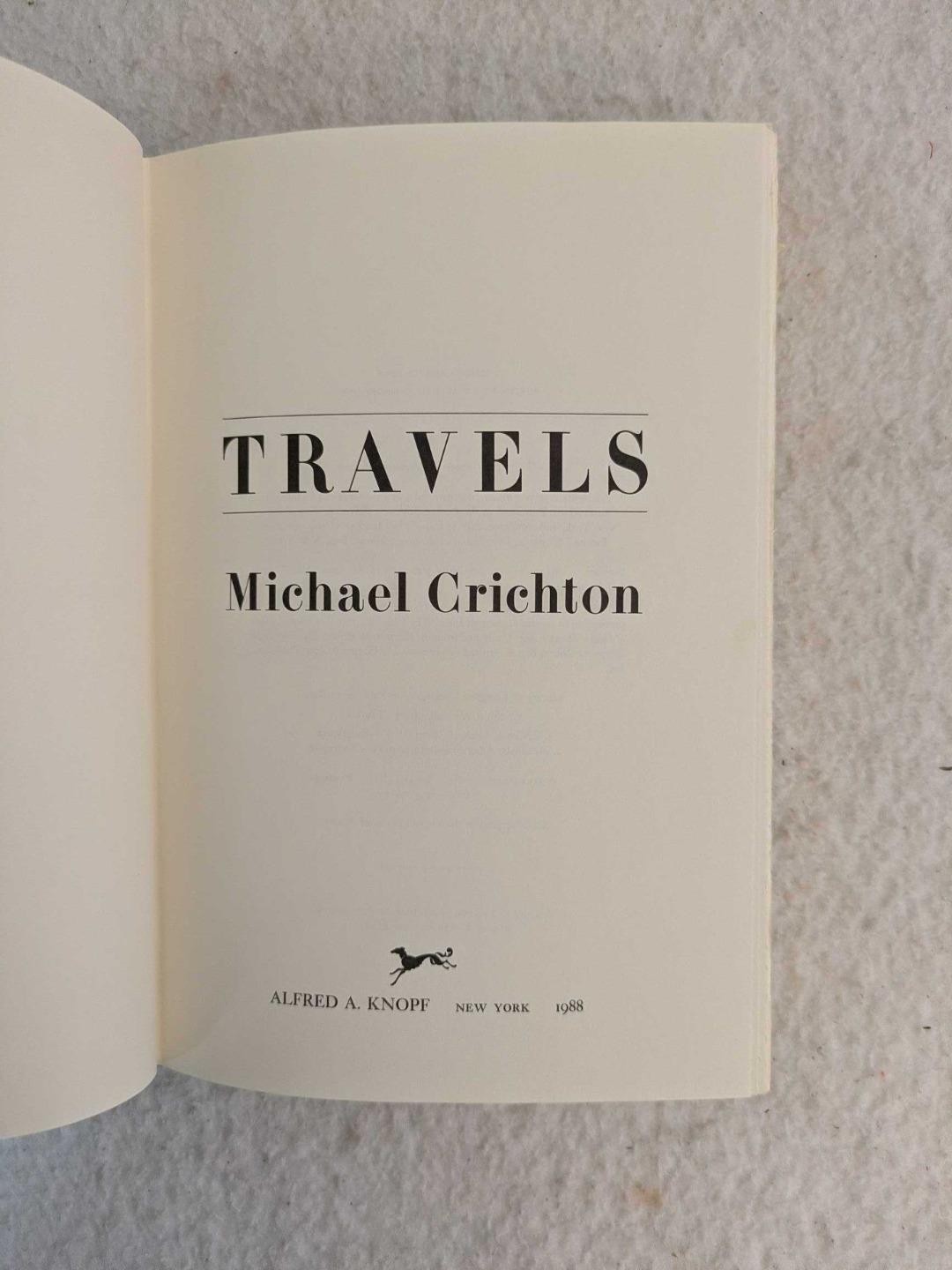 Michael Crichton TRAVELS 1988 Alfred A. Knopf, NY First Edition/Printing HC/DJ