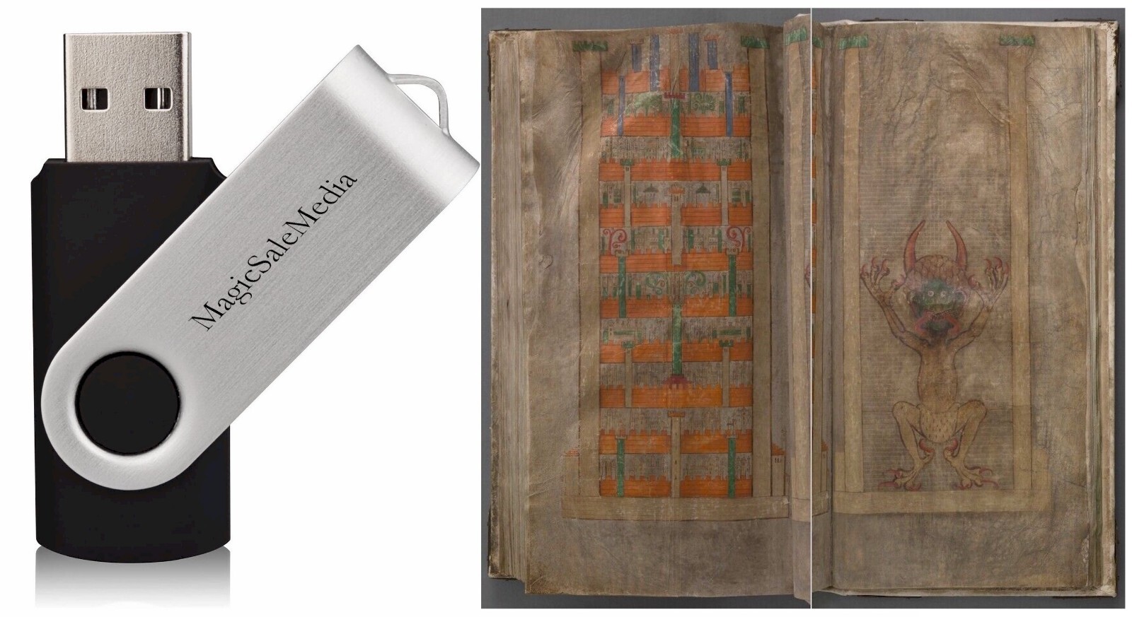 The Codex Gigas – The Devil’s Bible – Old Medieval Illuminated Manuscript on USB