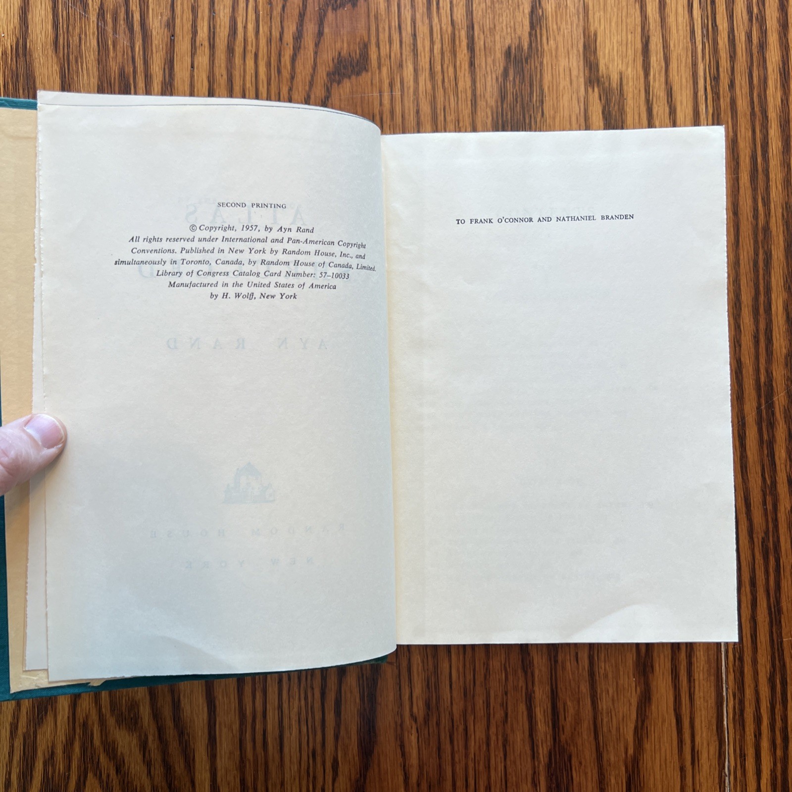 Atlas Shrugged A Novel Ayn Rand 1st Ed 2nd Printing Hardcover Book w/ DJ *Flaws*