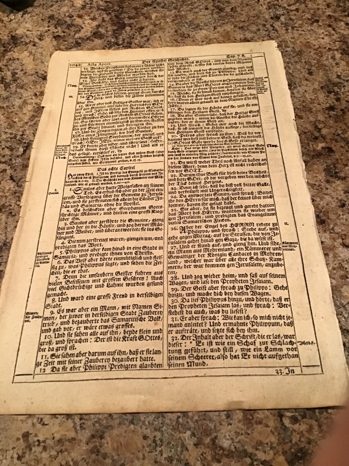 1736 Bible Original Leaf (page) “Biblia, Das Ist” Holy Bible in German #1