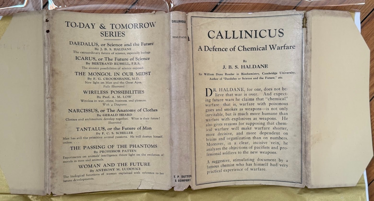 Callinicus Defence of Chemical Warfare J.B.S. Haldane 1925, fine copy