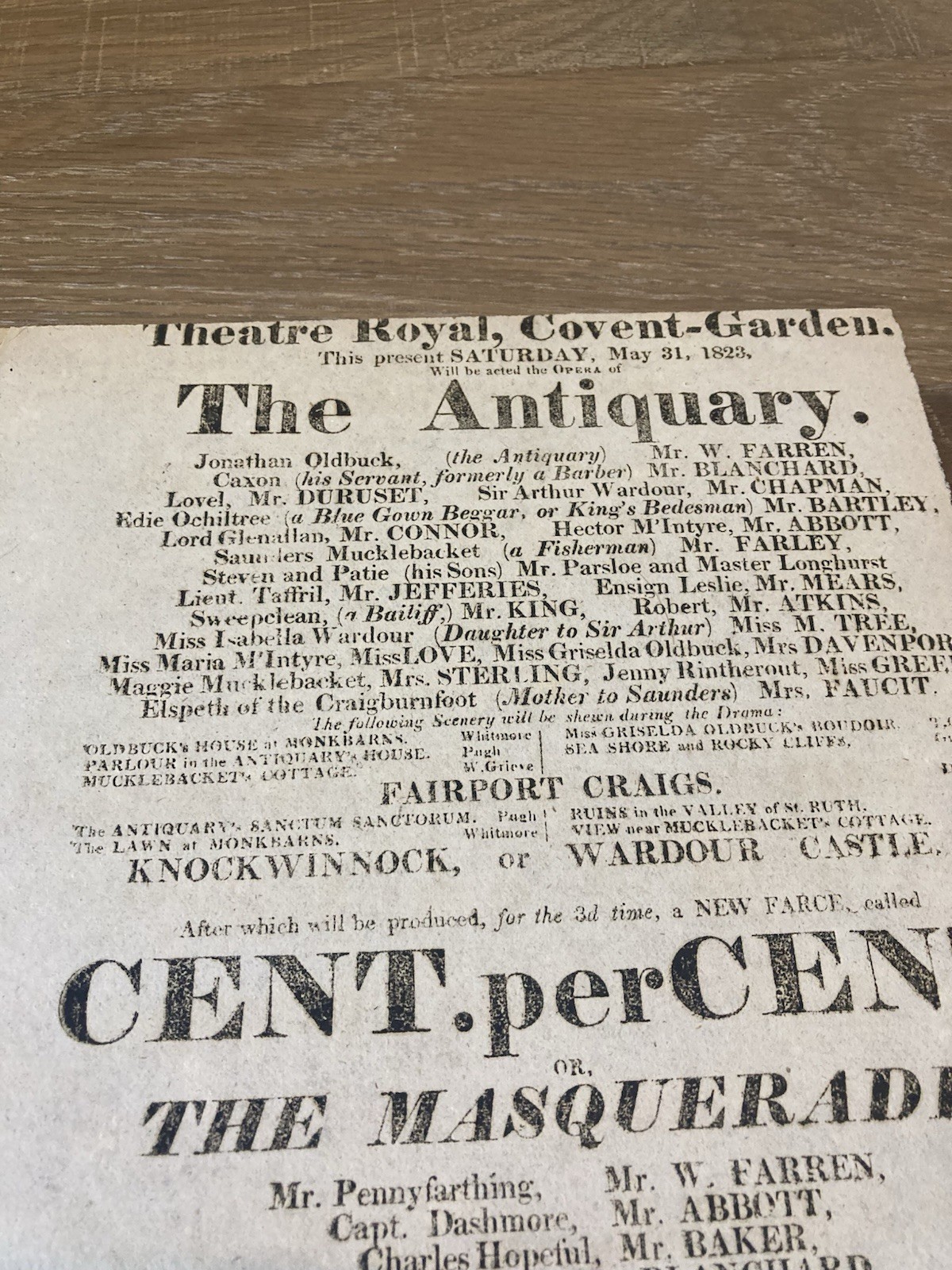 1823 Covent Garden Theatre Playbill The Antiquary And Cent Per Cent 17