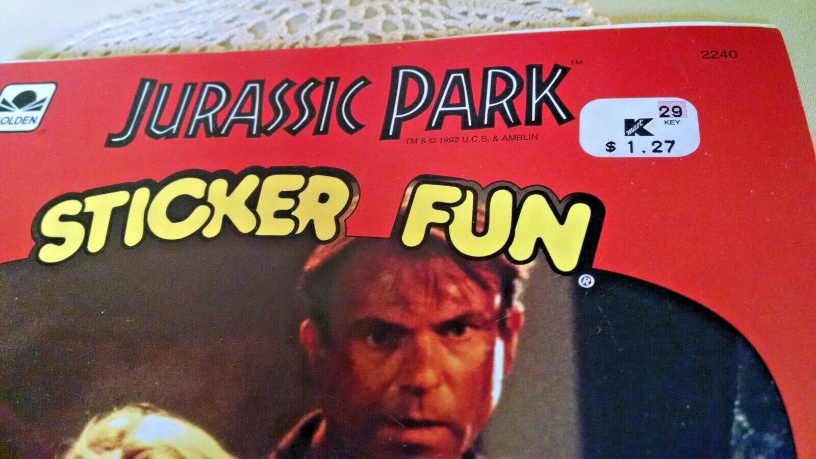 Jurassic Park Sticker Fun Golden Book 2240 Western Pub 1993 Sam Neil Laura Dern.