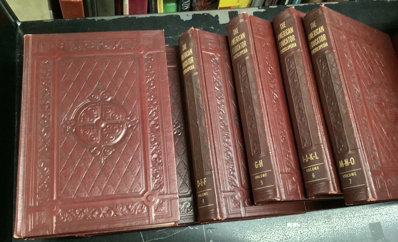 American Educator Encyclopedia 10 Vol. Complete 1955 Embossed Maroon Leather