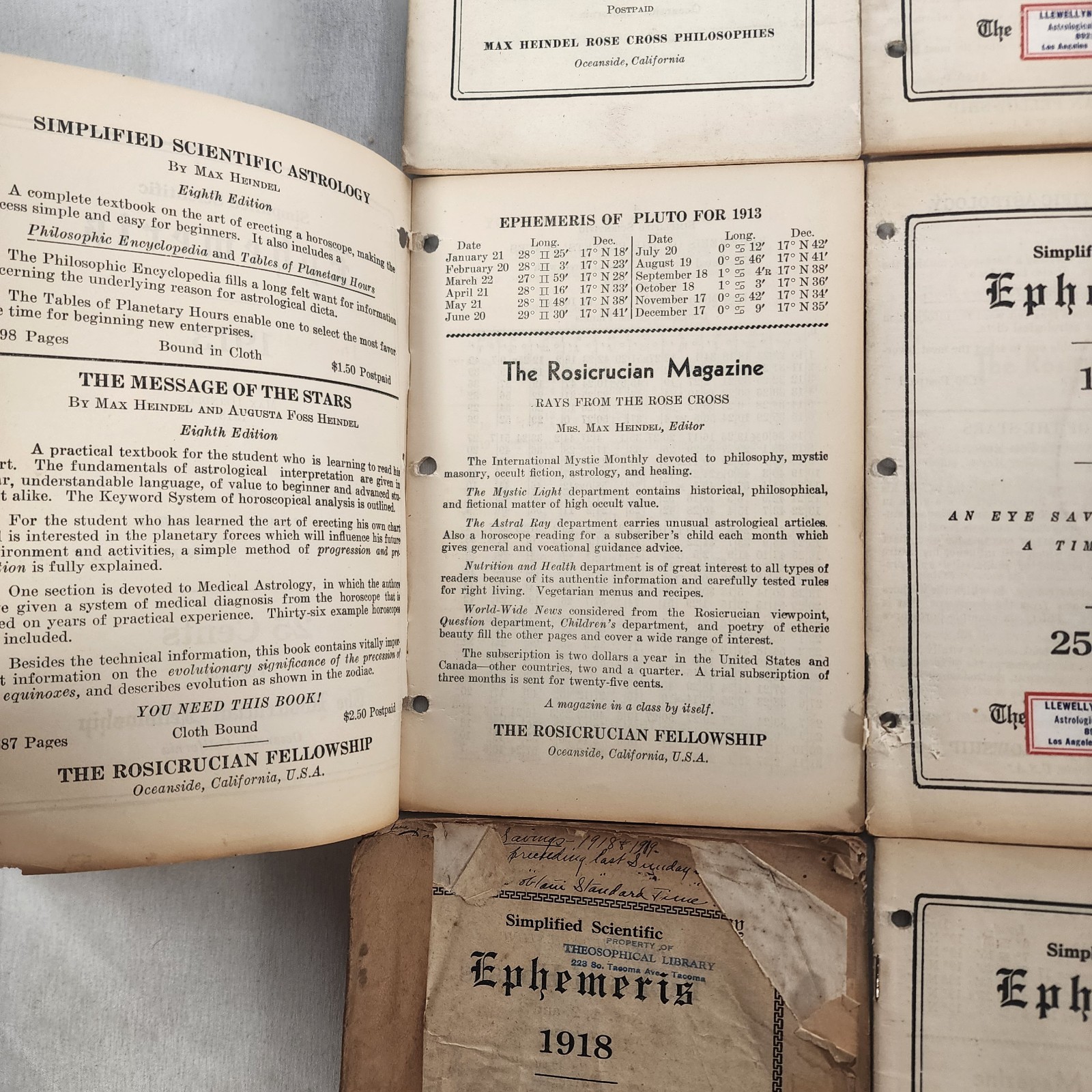 Lot 15 Simplified Scientific Ephemeris – Rosicrucian Fellowship 1908 – 1922
