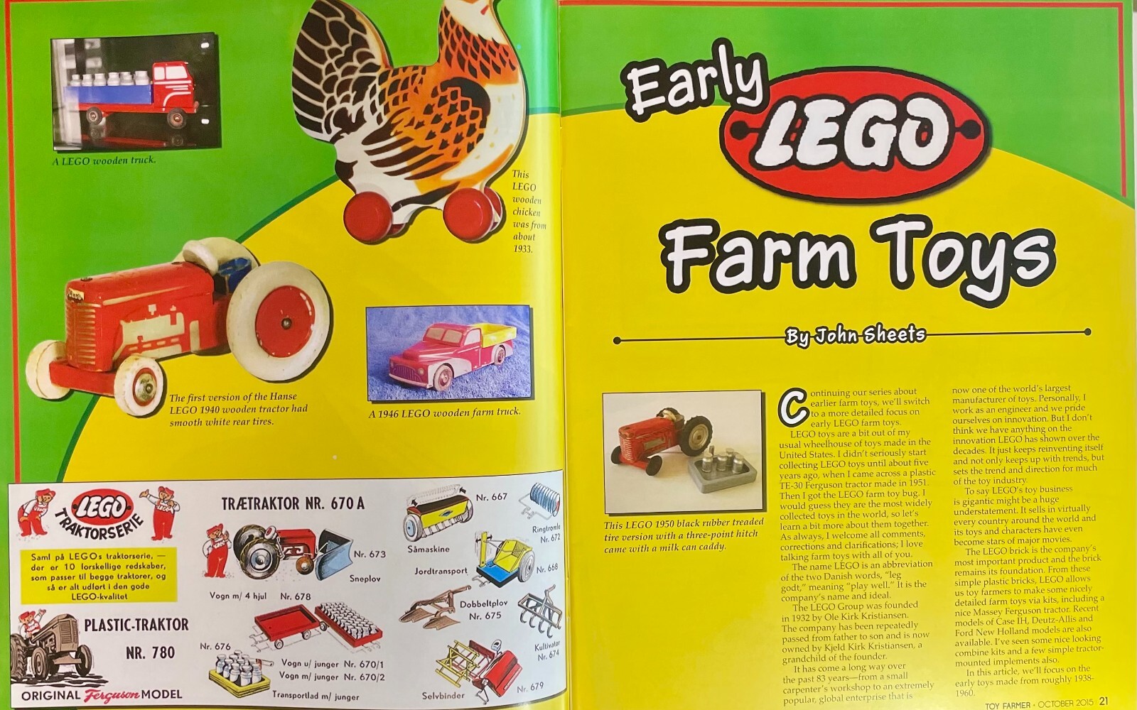 TOY FARMER Magazine OCTOBER 2015, TOY FARMER COLLECTORS, ERLY LEGO FARM TOYS
