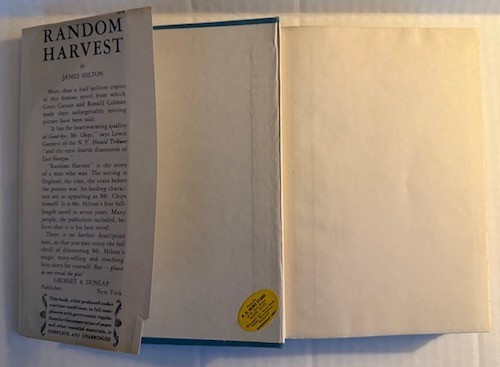 Random Harvest James Hilton Vintage 1941 HCDJ Book Good Bye, Mr Chips author