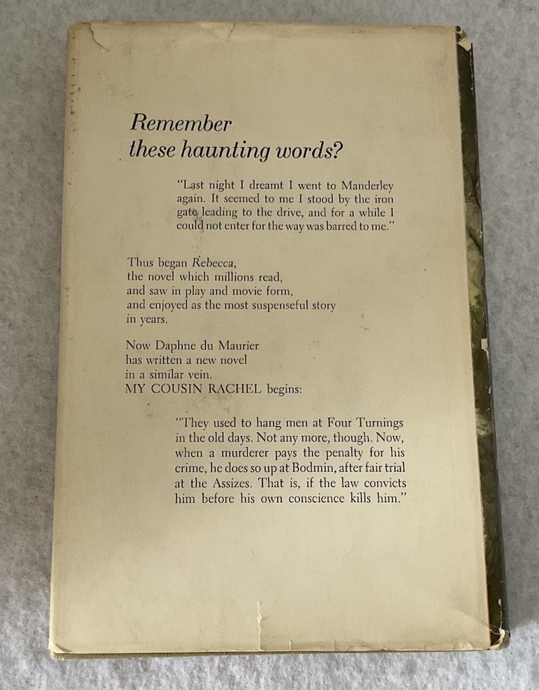 My Cousin Rachel by Daphne du Maurier (1952) Hardcover Book