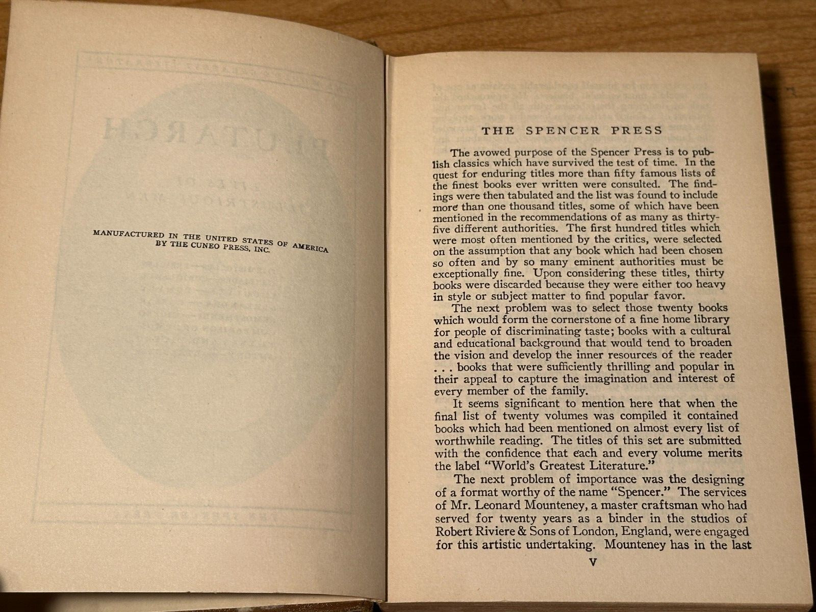 The World’s Greatest Literature: Plutarch: Lives of Illustrious Men 1936 Spencer