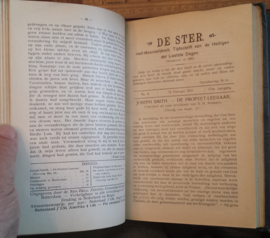 Die Ster 1902-1913 hardcovers LDS Morman news journal in Dutch/Nederlands