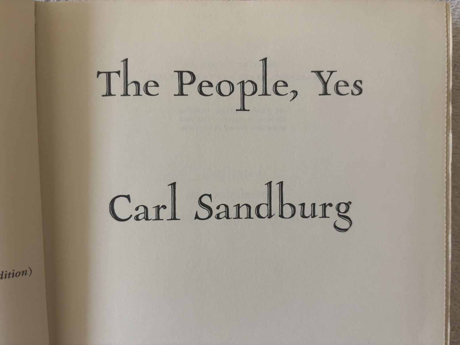 Vintage HC Poetry book by CARL SANDBURG, The People, Yes, 1936