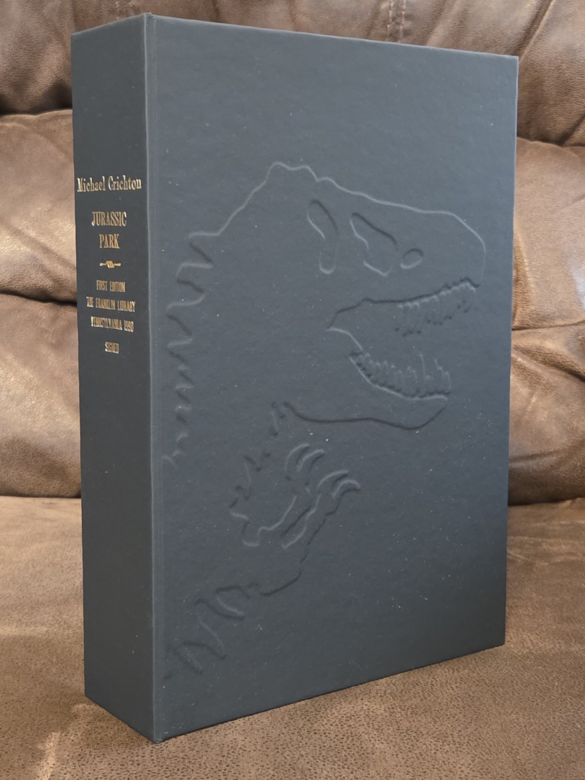 JURASSIC PARK Franklin Library SIGNED By Michael Crichton Custom Clamshell 1st
