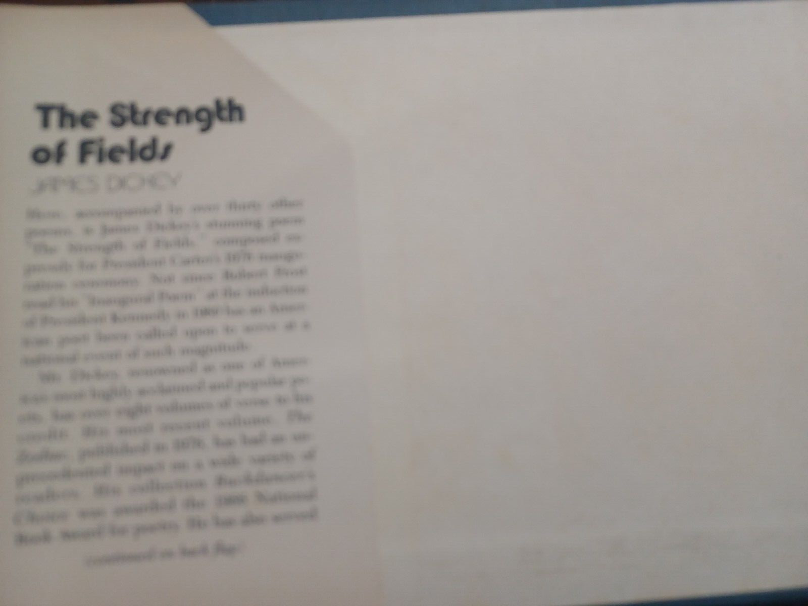 1979 Strength Of Fields by James Dickey SIGNED & Inscribed, 1st Edition, poetry