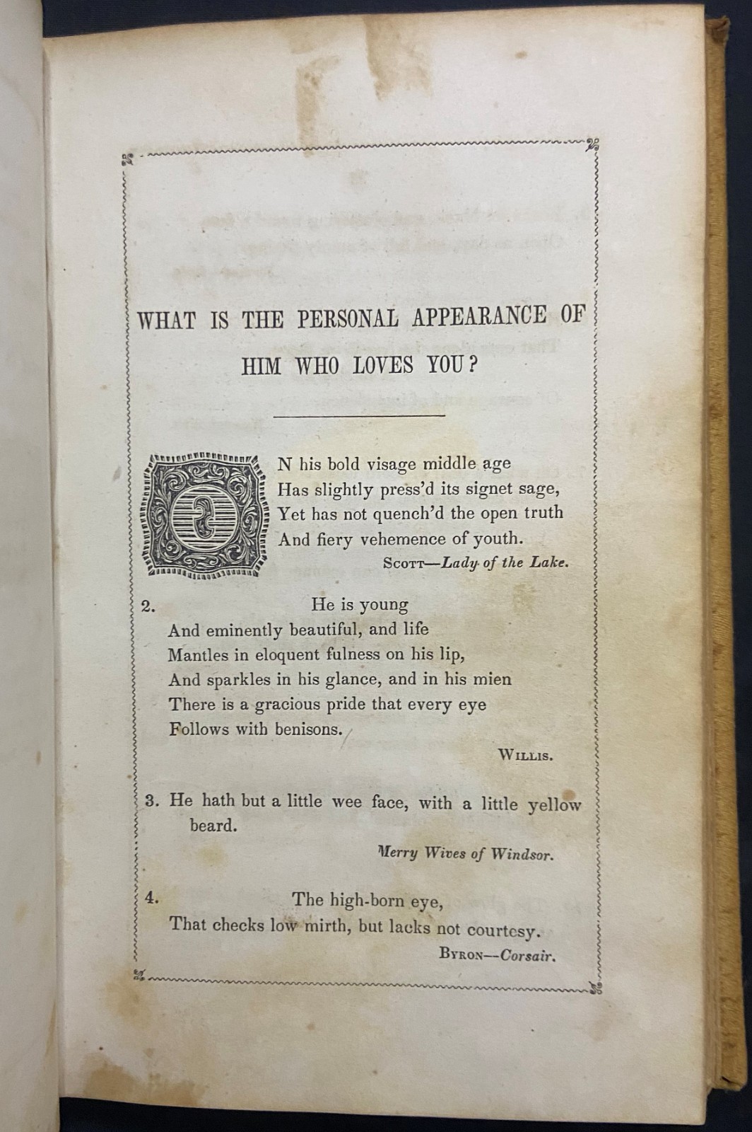 1845 ORACLES FROM THE POETS Antique Victorian Fortune Telling Parlor Game GILMAN