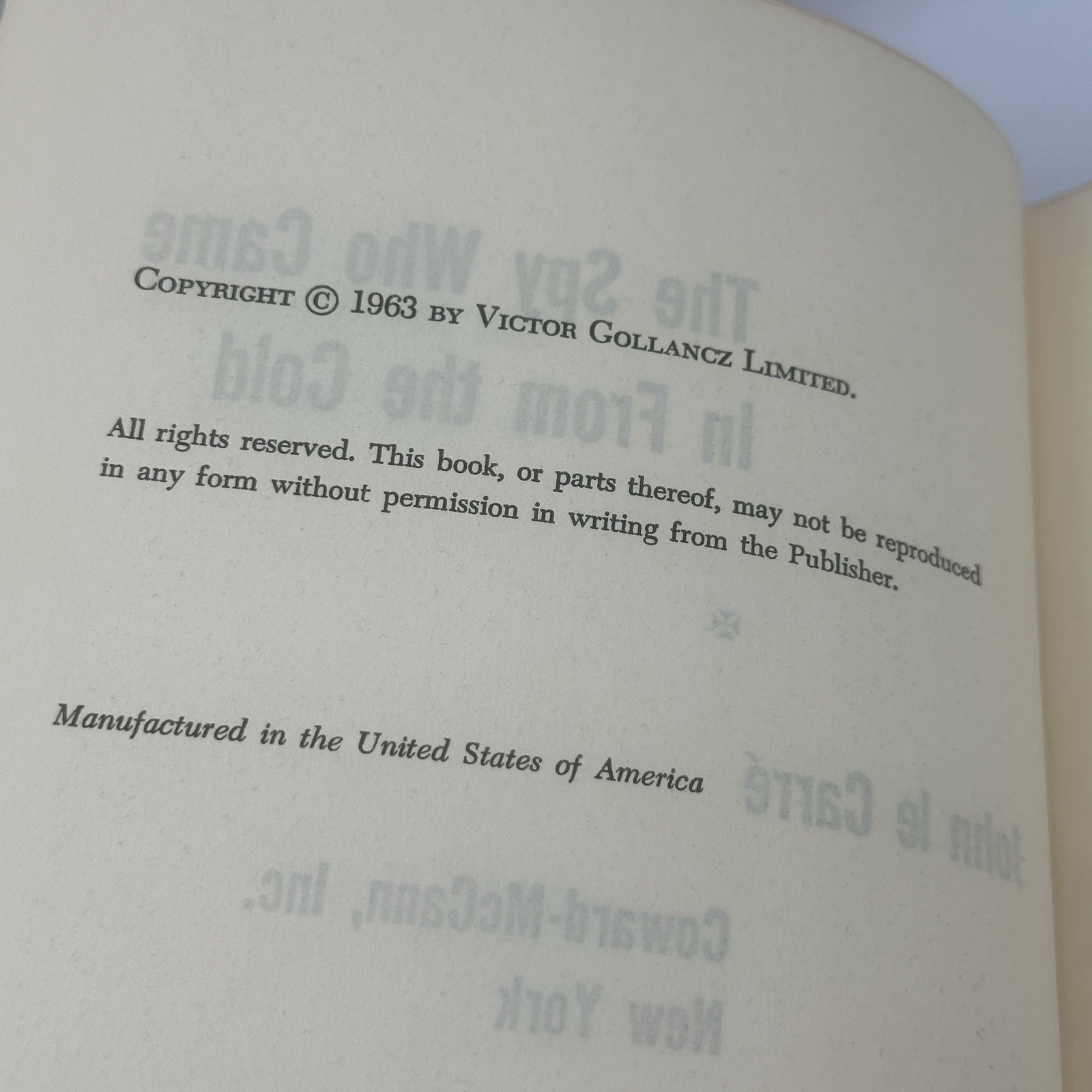 The Spy Who Came In From The Cold By John Le Carre 1963 HCDJ BOOK CLUB G/VG