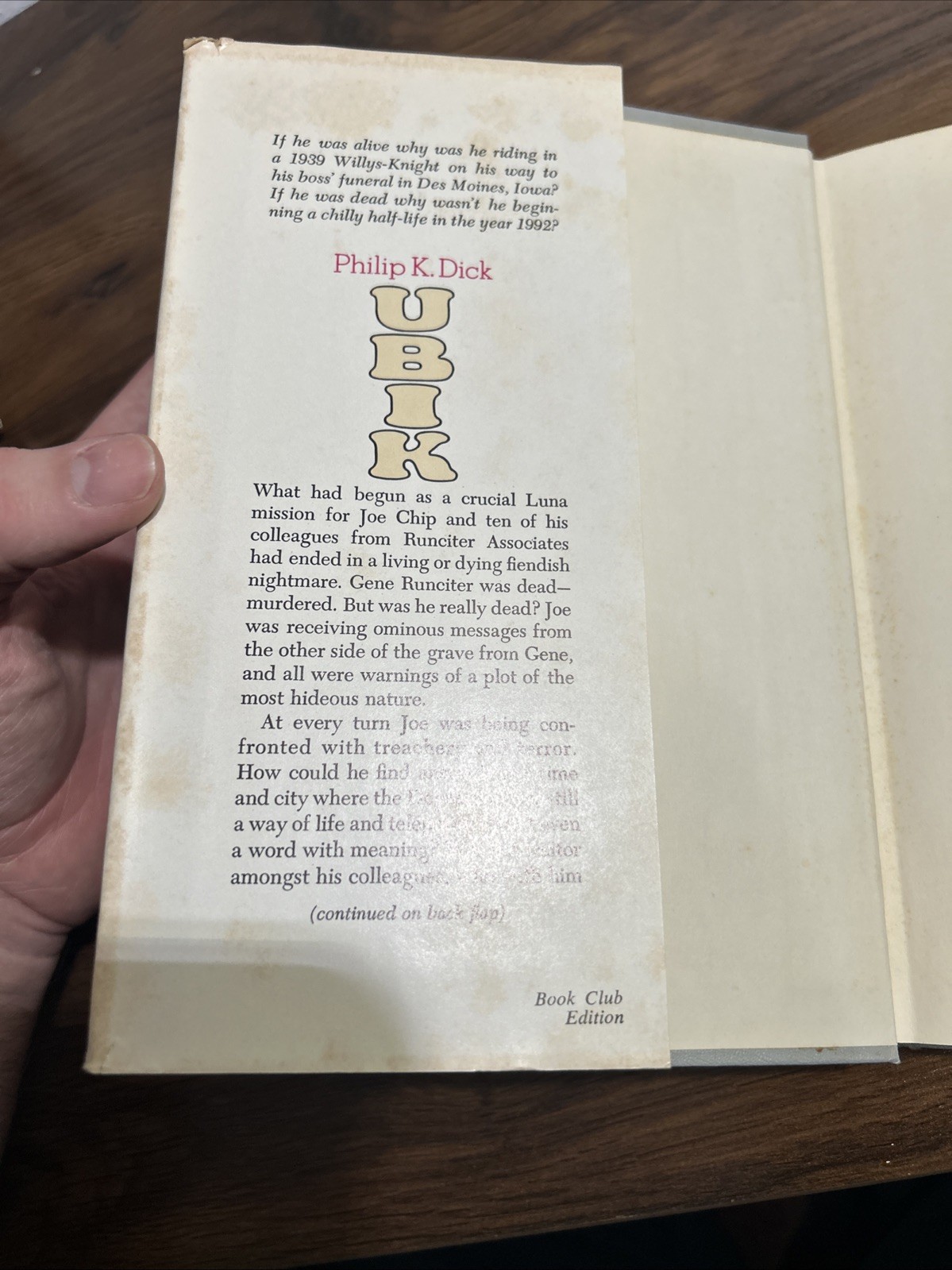 Ubik Philip K Dick 1969 Book Club Hardcover
