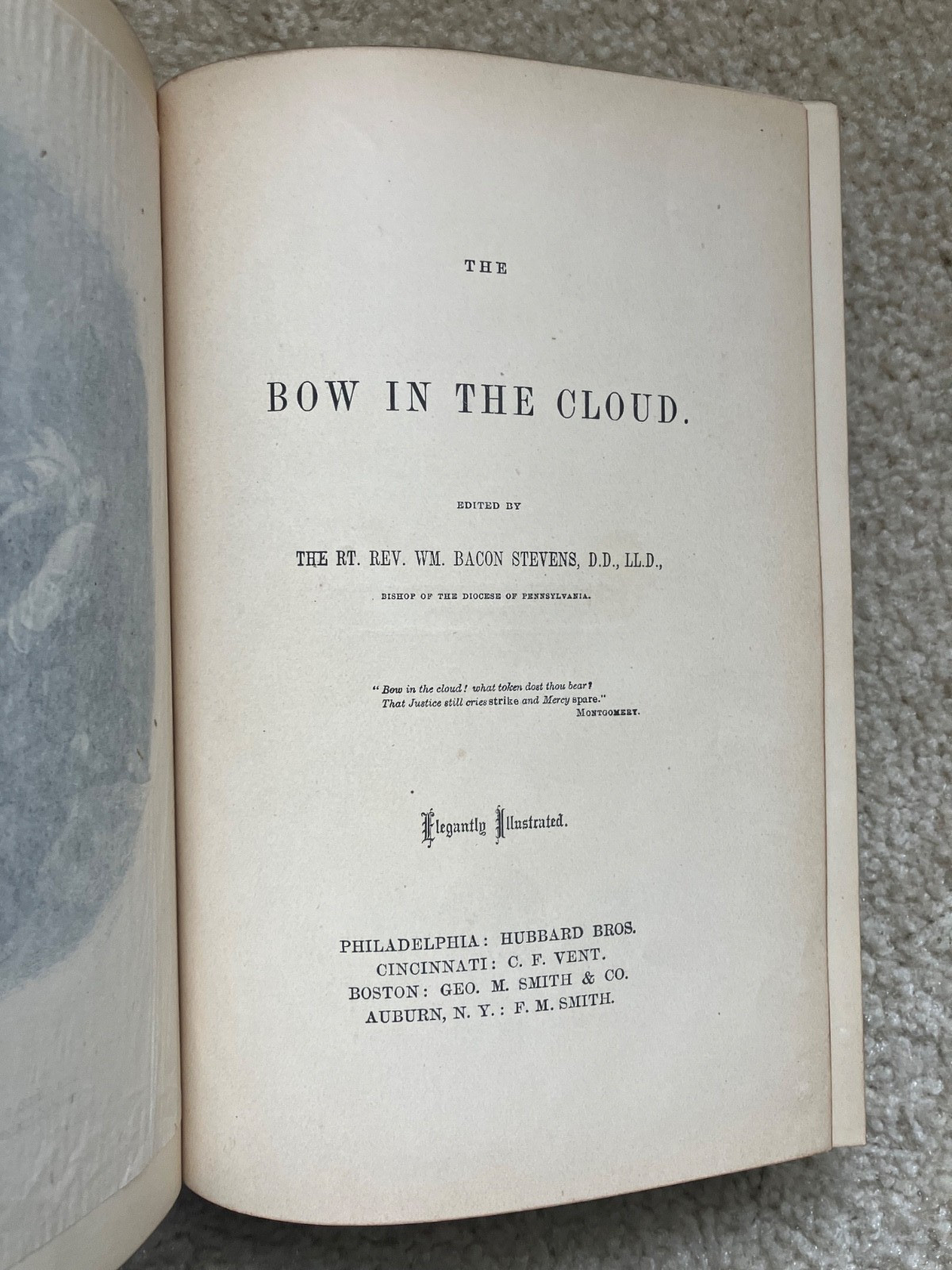 1871 The Bow in the Cloud Stevens Tooled Embossed Gilt Leather Illustrated Book
