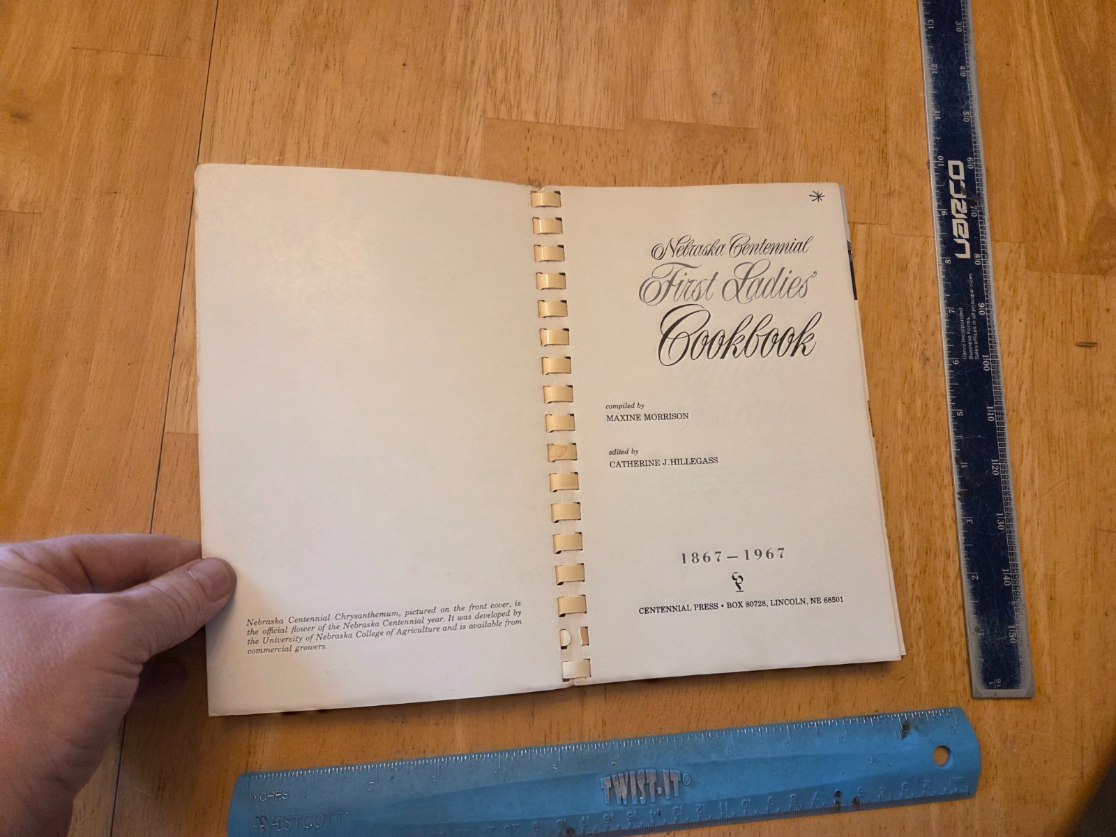 Nebraska Centennial First Ladies’ Cookbook – 1967 Spiral Paperback