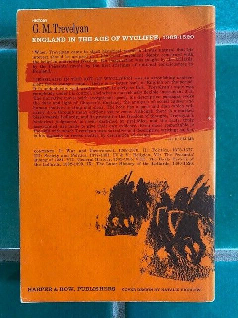 England In The Age Of Wycliffe 1368-1520 by G.M Trevelyan 1963 Harper PB
