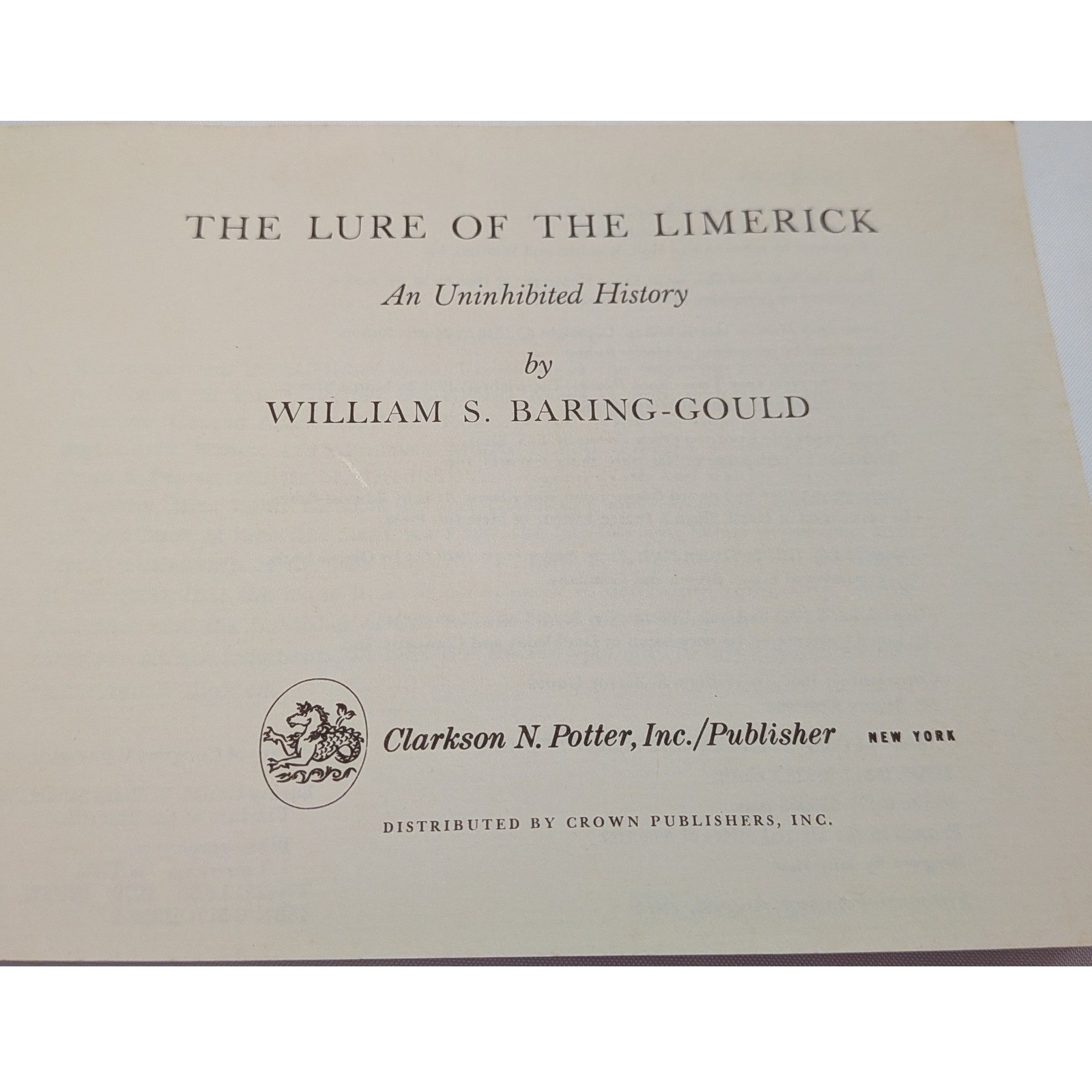 The Lure of the Limerick William S Baring-Gould Softcover Book 1967 Illustrated