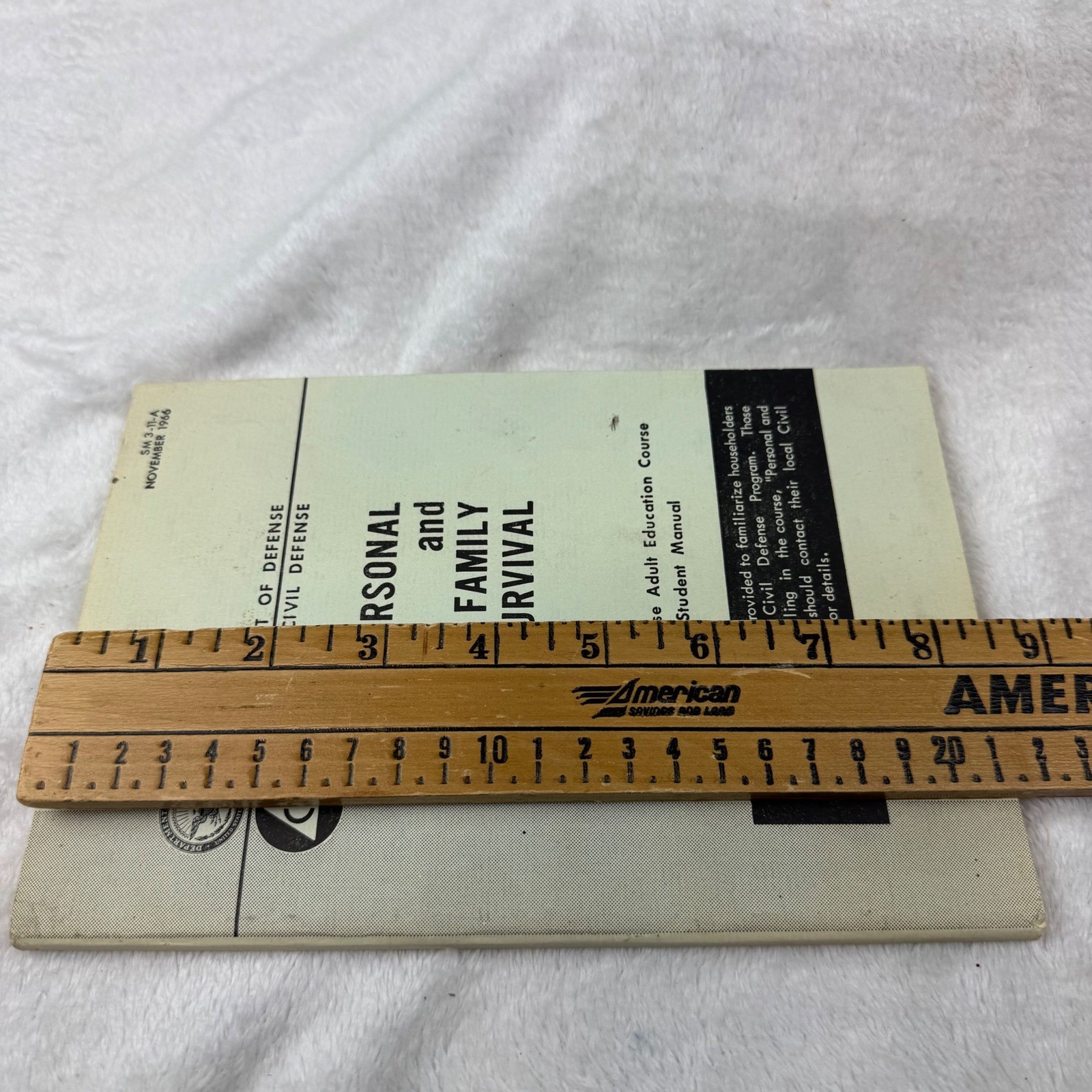 1966 Personal and Family Survival Civil Defense Student Manual SM 3-11-A DOD