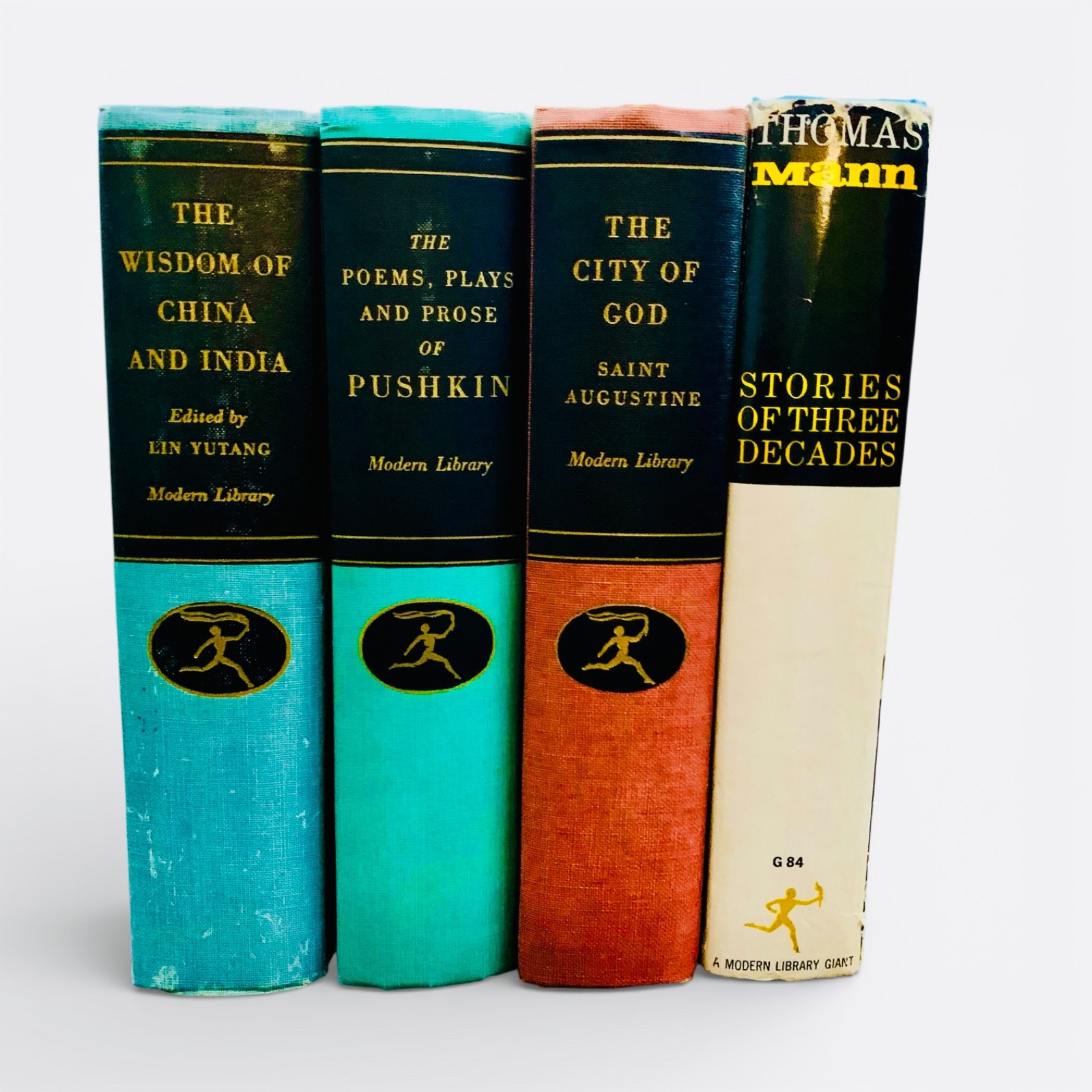 Vintage Modern Library GIANTS 4 Books Mid Century Decor Mann Pushkin Augustine