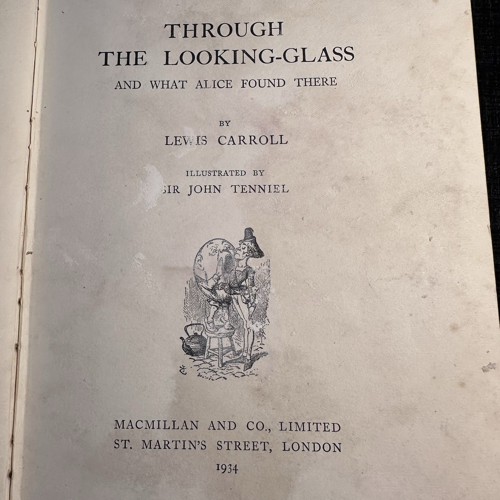 1934 Through The Looking Glass Lewis Carroll Macmillan Hardback SPARES REPAIR