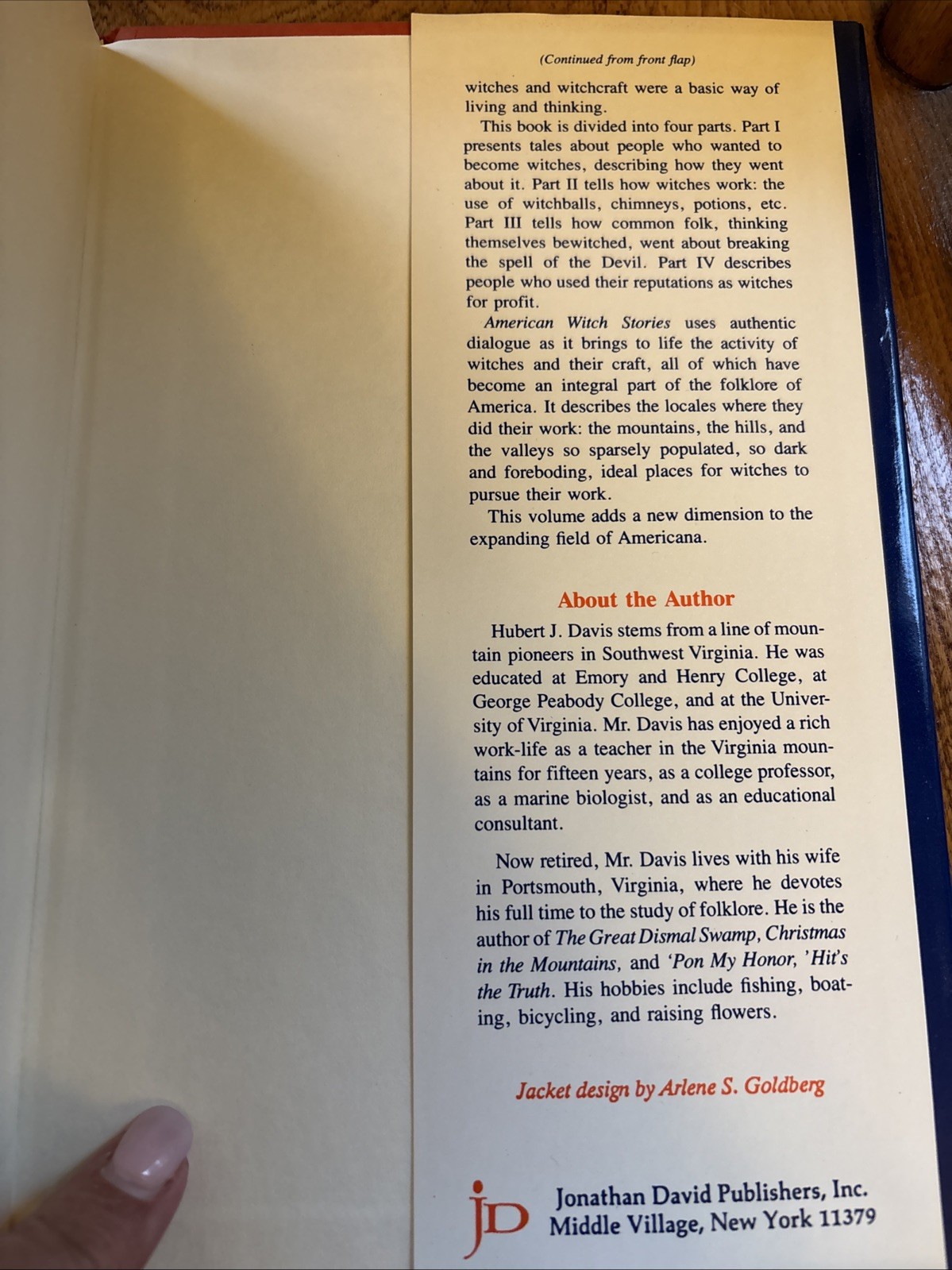RARE American Witch Stories Hubert J. Davis 1990 Book Witchcraft Occult Folklore