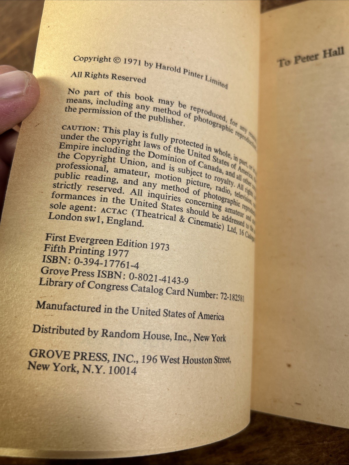 Old Times by Harold Pinter (1977, Trade Paperback) Vintage