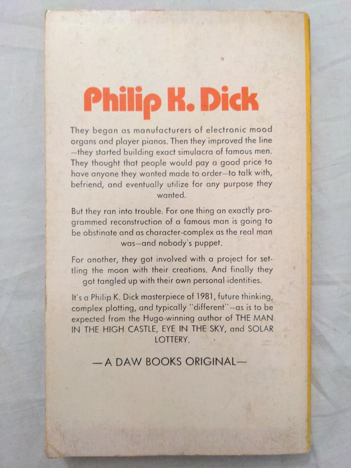We Can Build You by Philip K. Dick 1972 Paperback 1st/1st UQ1014 Daw Books No.14