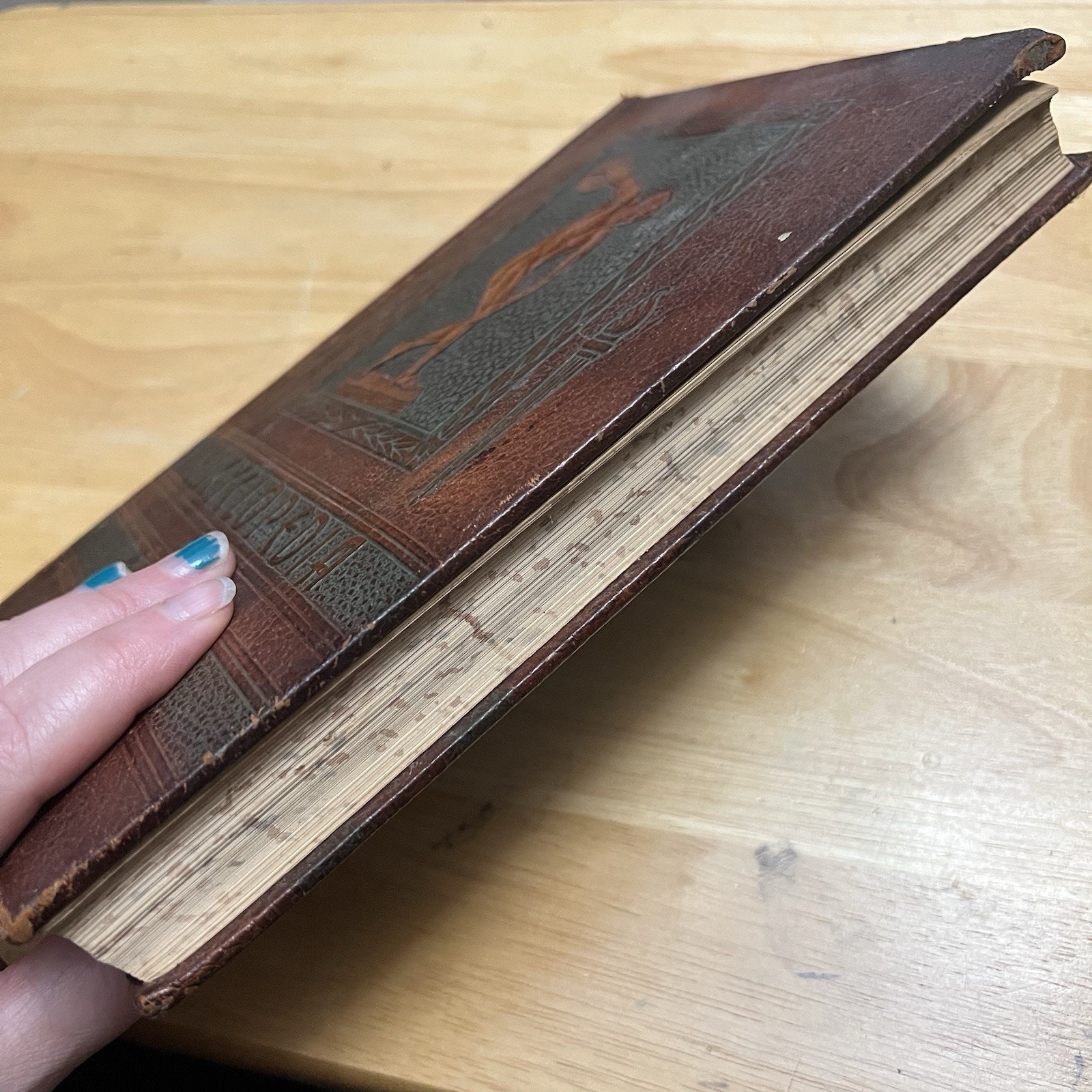 Vintage Encyclopedia Of Sports Leather Bound 1944 Frank G Menke Embossed Leather