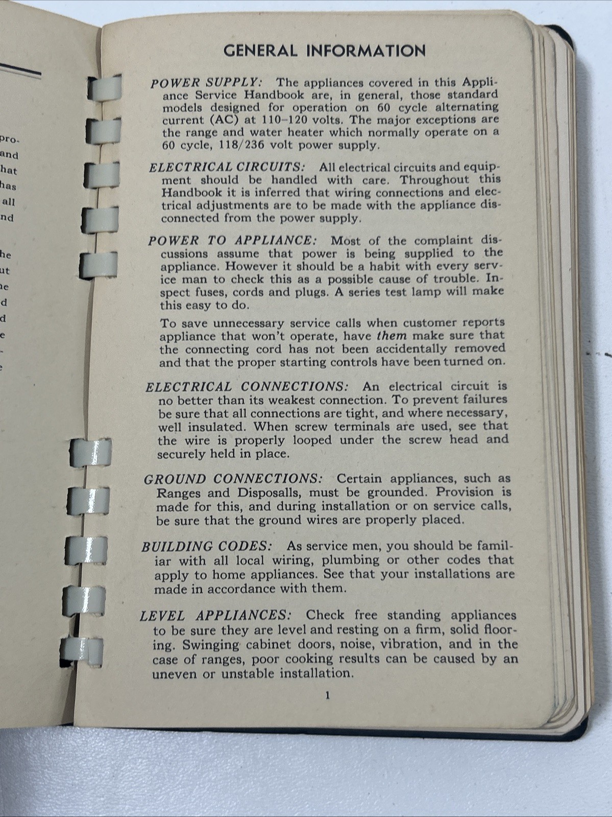 Appliance Service Handbook – General Electric (Spiral, Paperback, 1944)