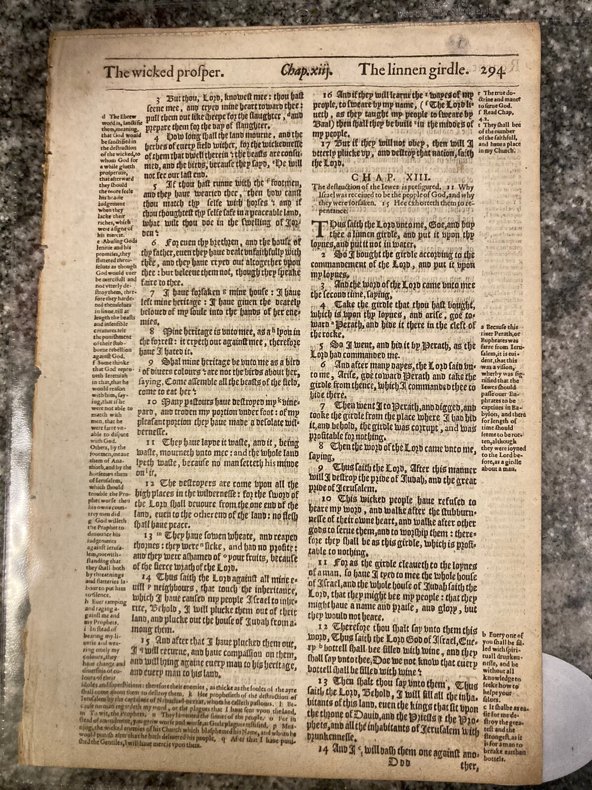 1616 GENEVA BIBLE Folio page ENGLISH by Christopher Barker + Authenticity Cert.